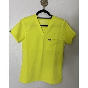 Figs Catarina Scrub Top Neon Yellow Style #1000211 Size XS